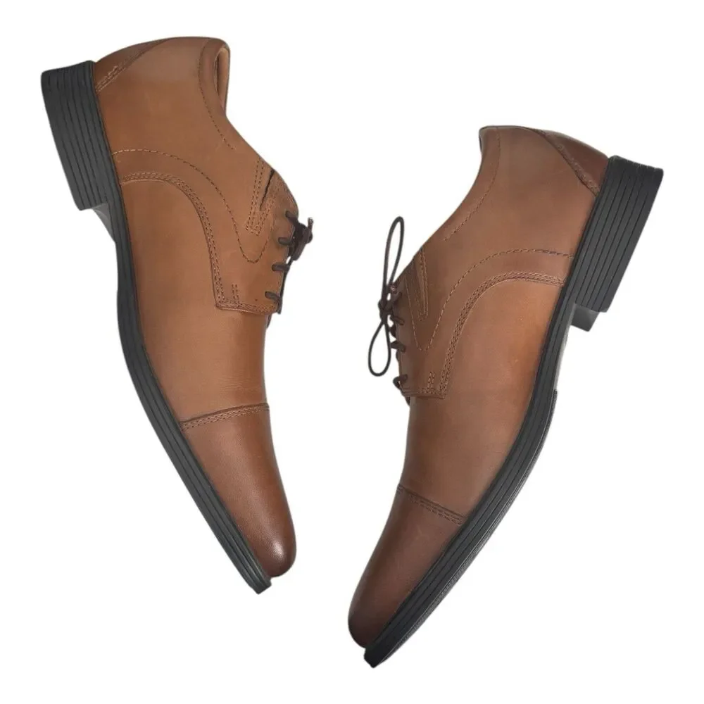 Clarks Whiddon‎ Cap Lace Up Oxford Shoes Dark Tan Leather Men’s Size 13